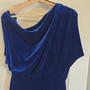 Betsy & Adam One Shoulder Navy Dress